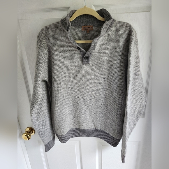 LORENZO Magni Wool Blend Button Neck Italian Knit pullover  L - Picture 1 of 10